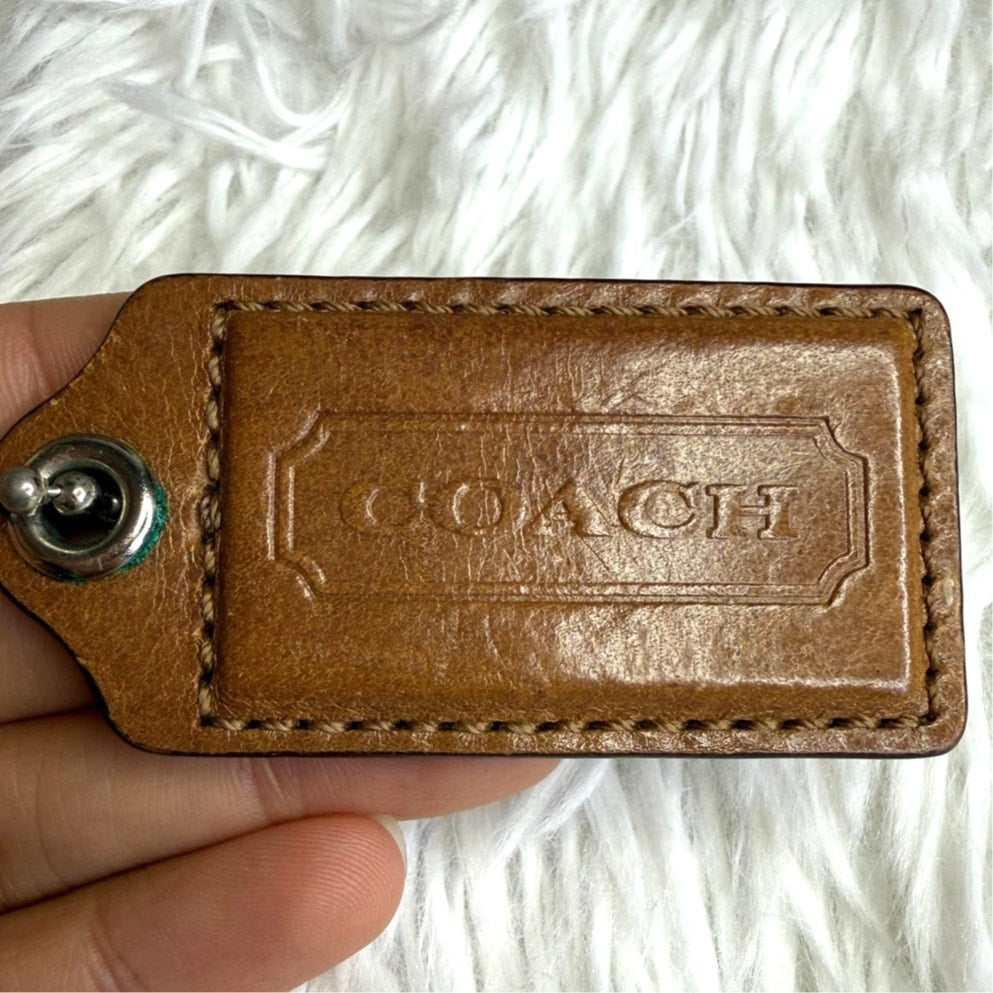 2" COACH Brown Fob Bag Charm Hang tag Hangtag
