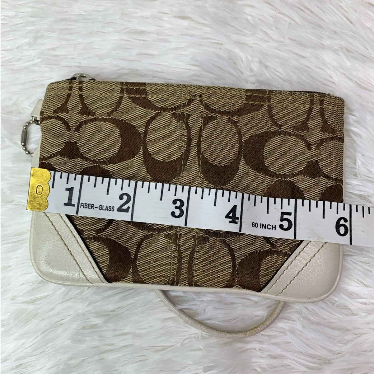 COACH Brown Signature Canvas Wristlet