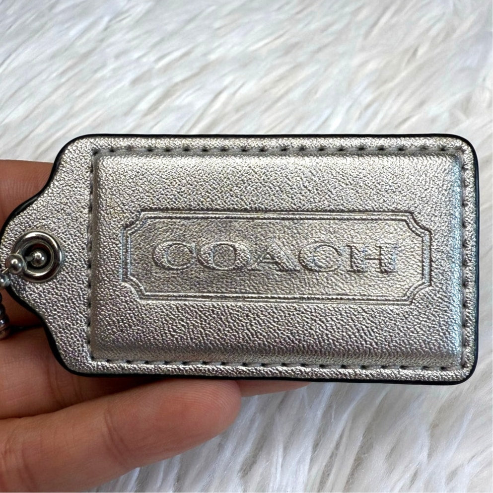 2.5" COACH Silver Fob Bag Charm Hang tag Hangtag