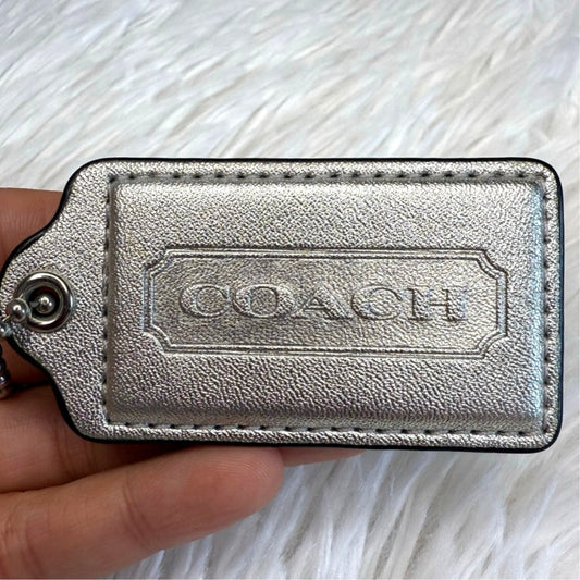 2.5" COACH Silver Fob Bag Charm Hang tag Hangtag