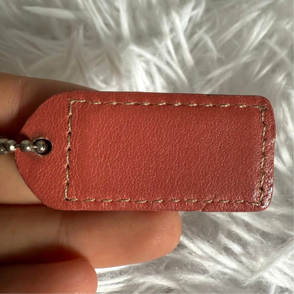 1.5" y2k COACH Salmon Pink Fob Bag Charm Hang tag Hangtag