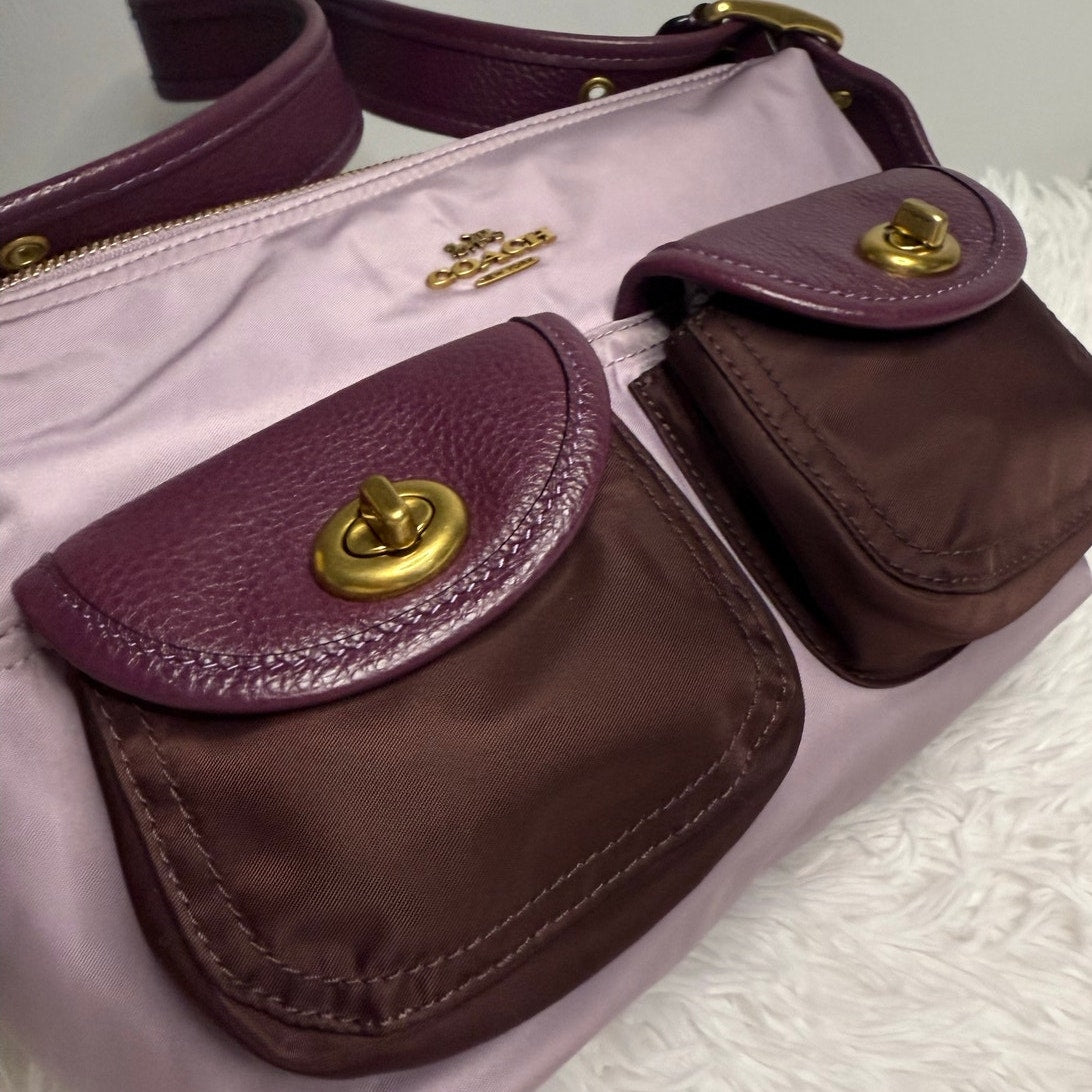 COACH Cargo Shoulder Bag Purple In Colorblock 91741