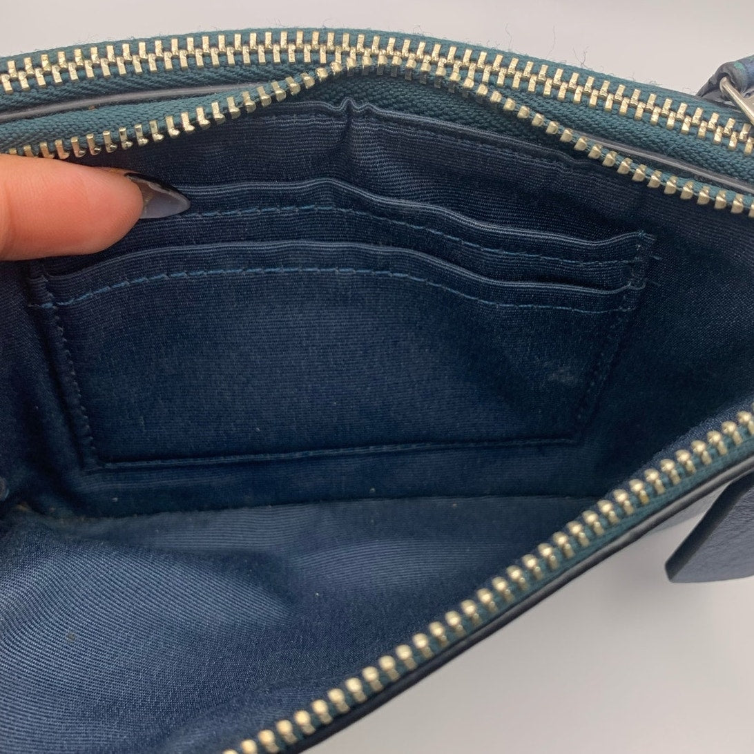 COACH Blue Double Zipper Around Wristlet