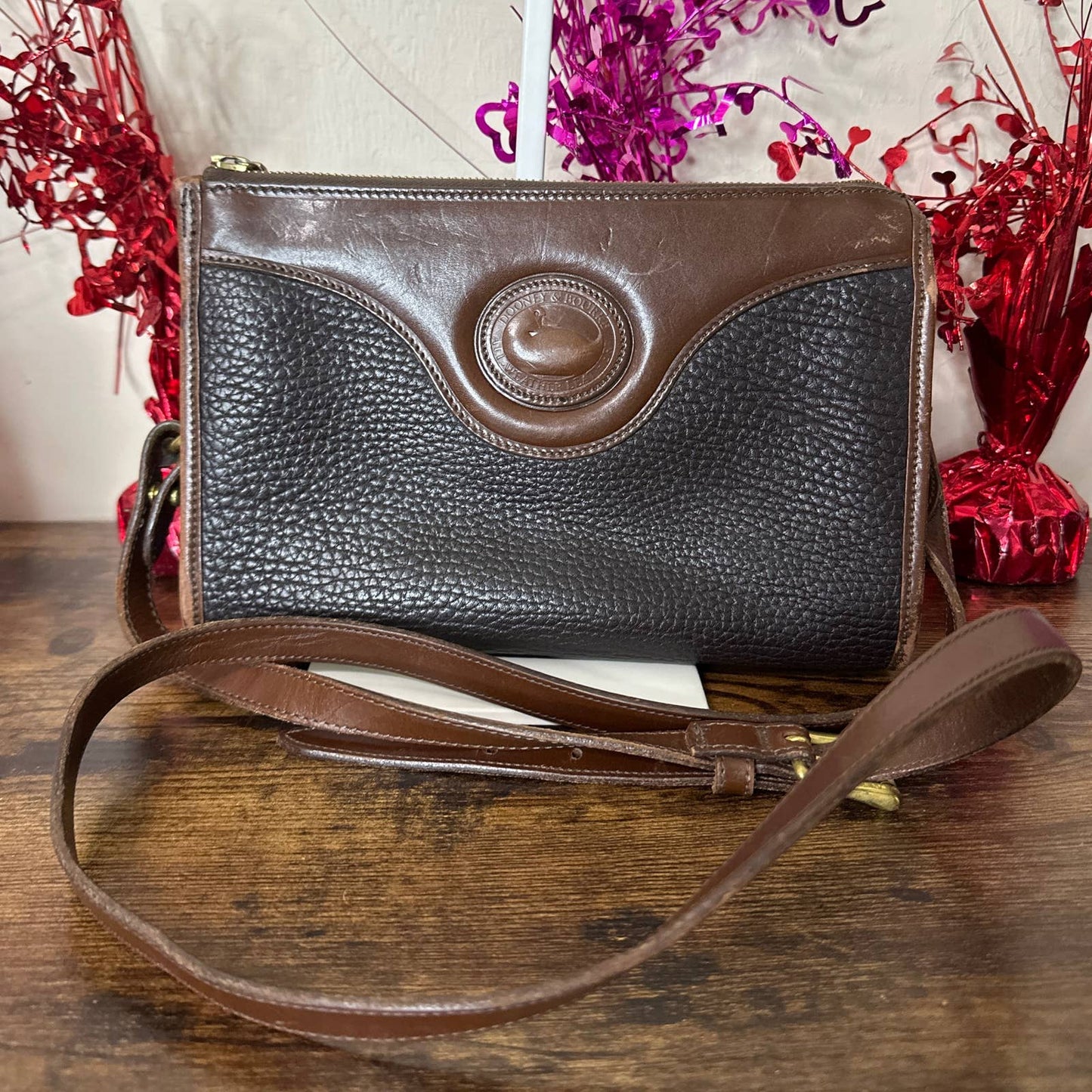 Vintage Dooney and Bourke Black and Brown Crossbody