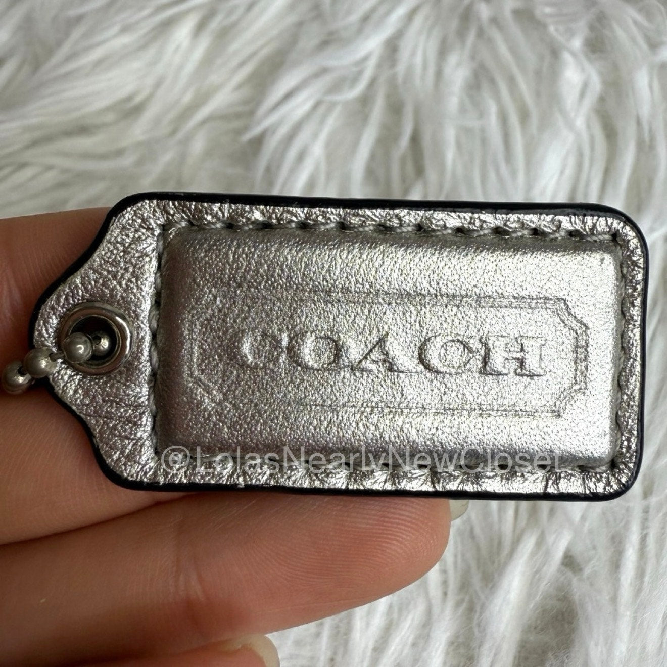 1.5" COACH Silver Fob Bag Charm Hang tag Hangtag