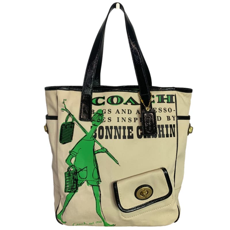 COACH Bonnie Cashin Tribute Canvas Tote Bag with Kisslock Front Pocket