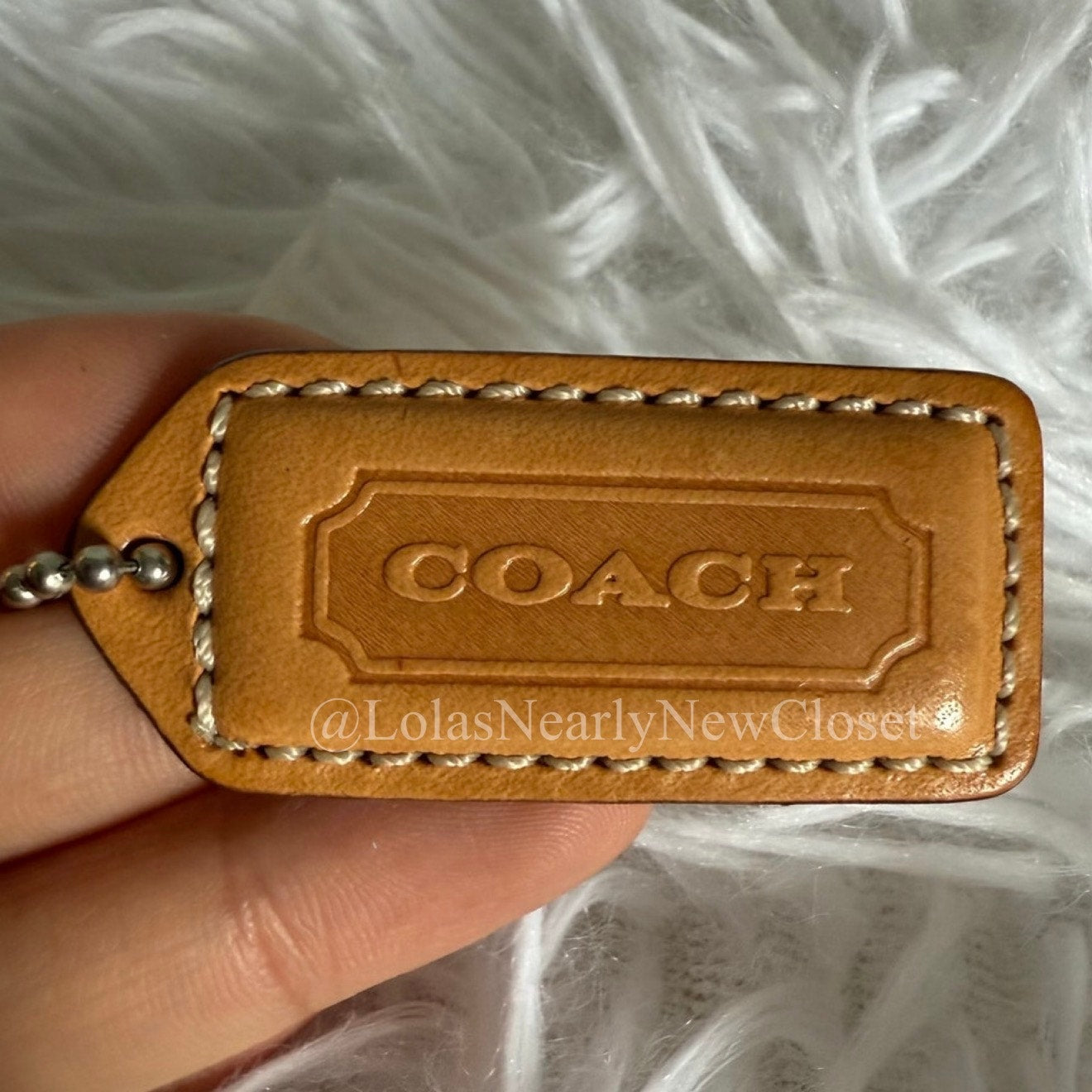 y2k 1.5" COACH Tan Fob Bag Charm Hang tag Hangtag