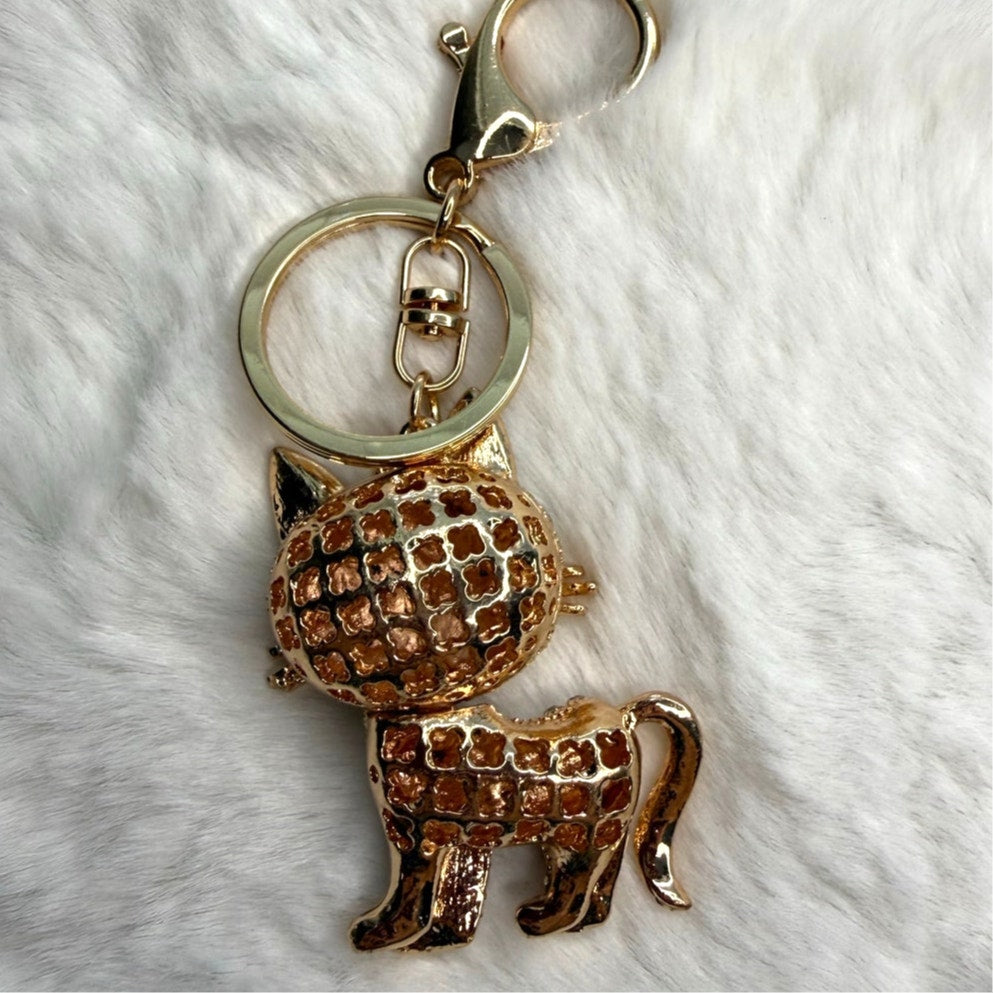 Crystal Animal Cat Lovely Rhinestone Keychain Bag Charm