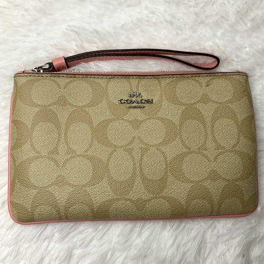 Sale Coach Large Corner Zip Wristlet in Signature Pink