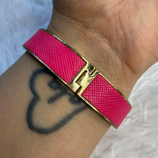 COACH Leather Turn Lock Hinges Bangle Bracelet