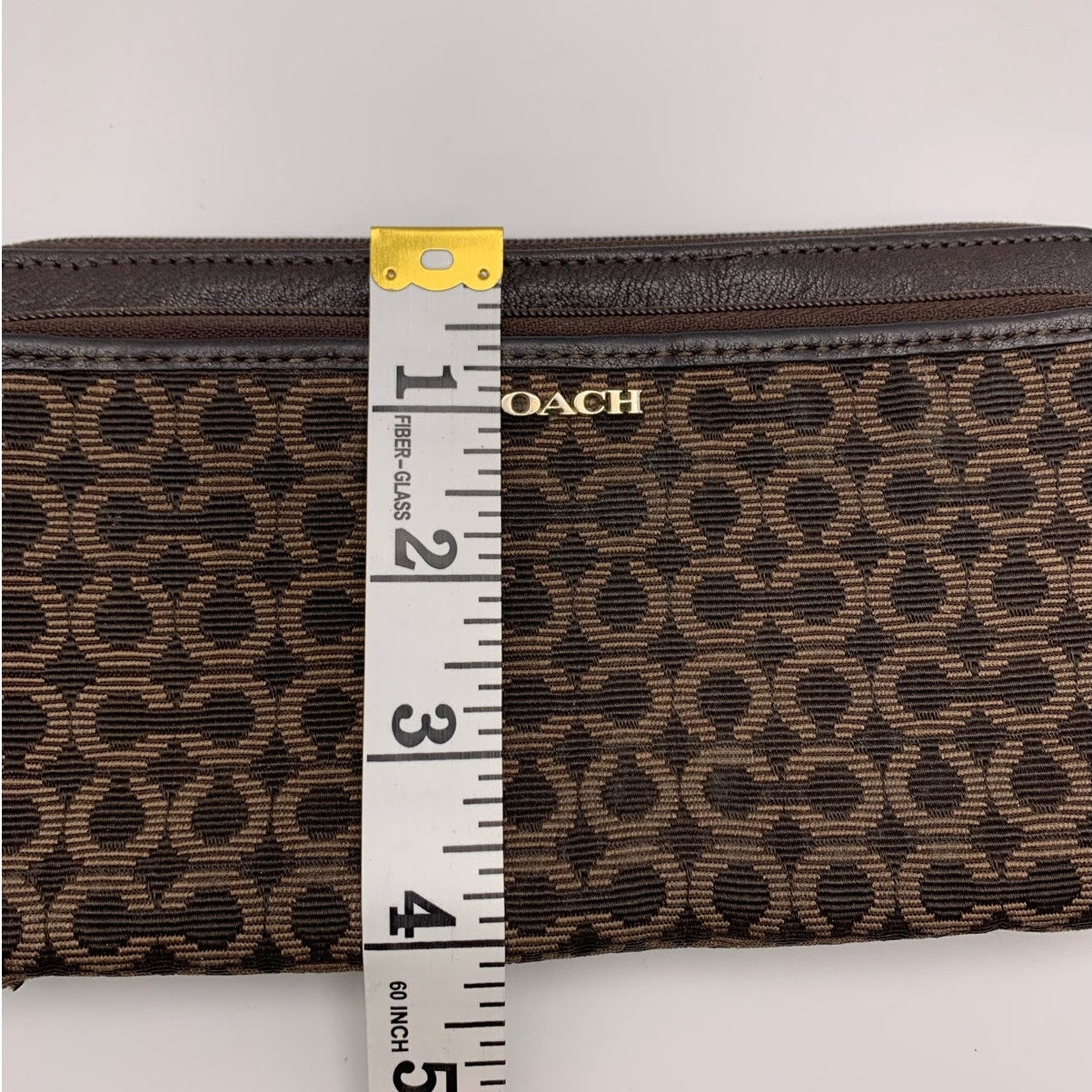 COACH Brown Double Canvas Wristlet