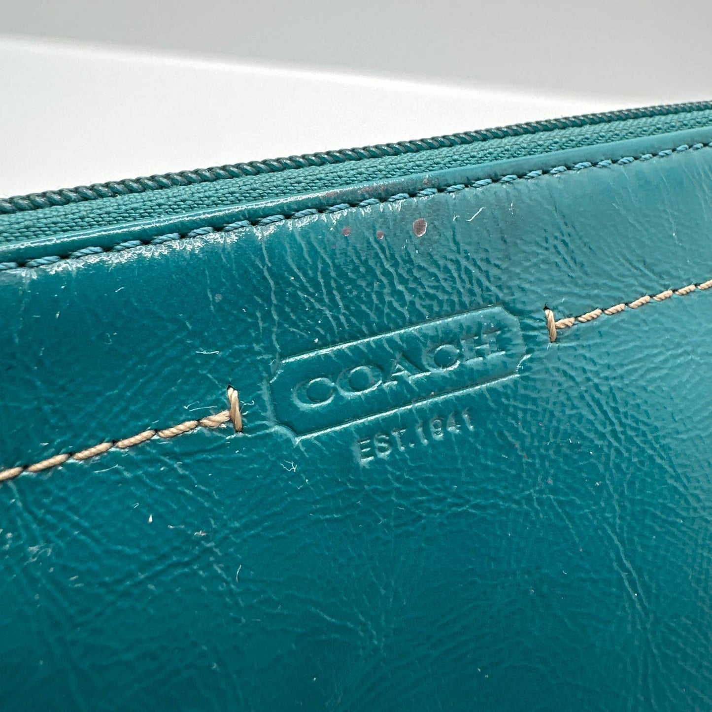 COACH Turquoise Patent Leather Wristlet