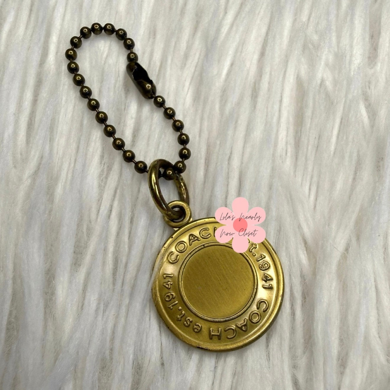1" Coach Metal Circle Hangtag Hang Tag Bag Charm
