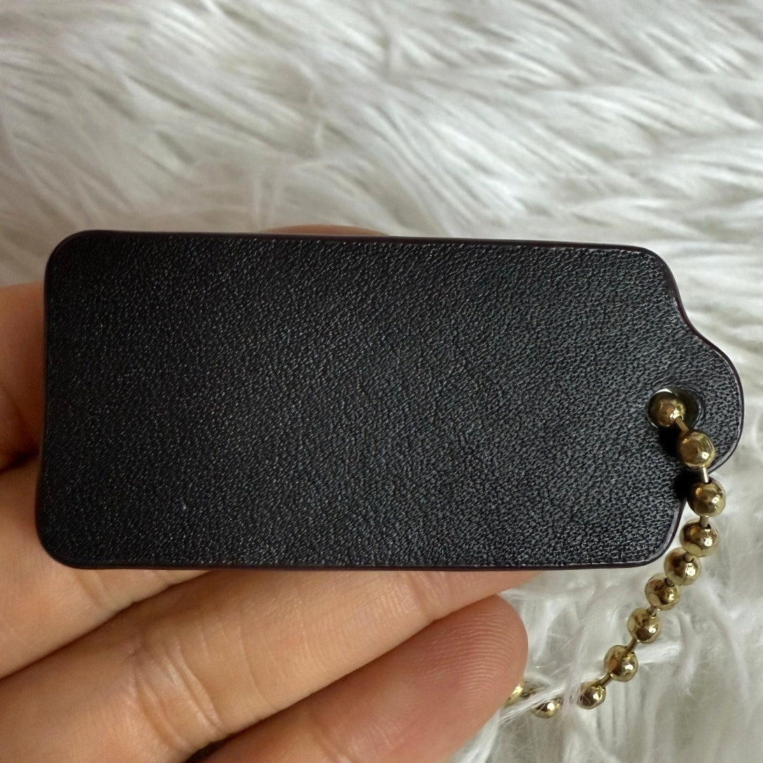 2" COACH Black Brown Fob Bag Charm Hang tag Hangtag