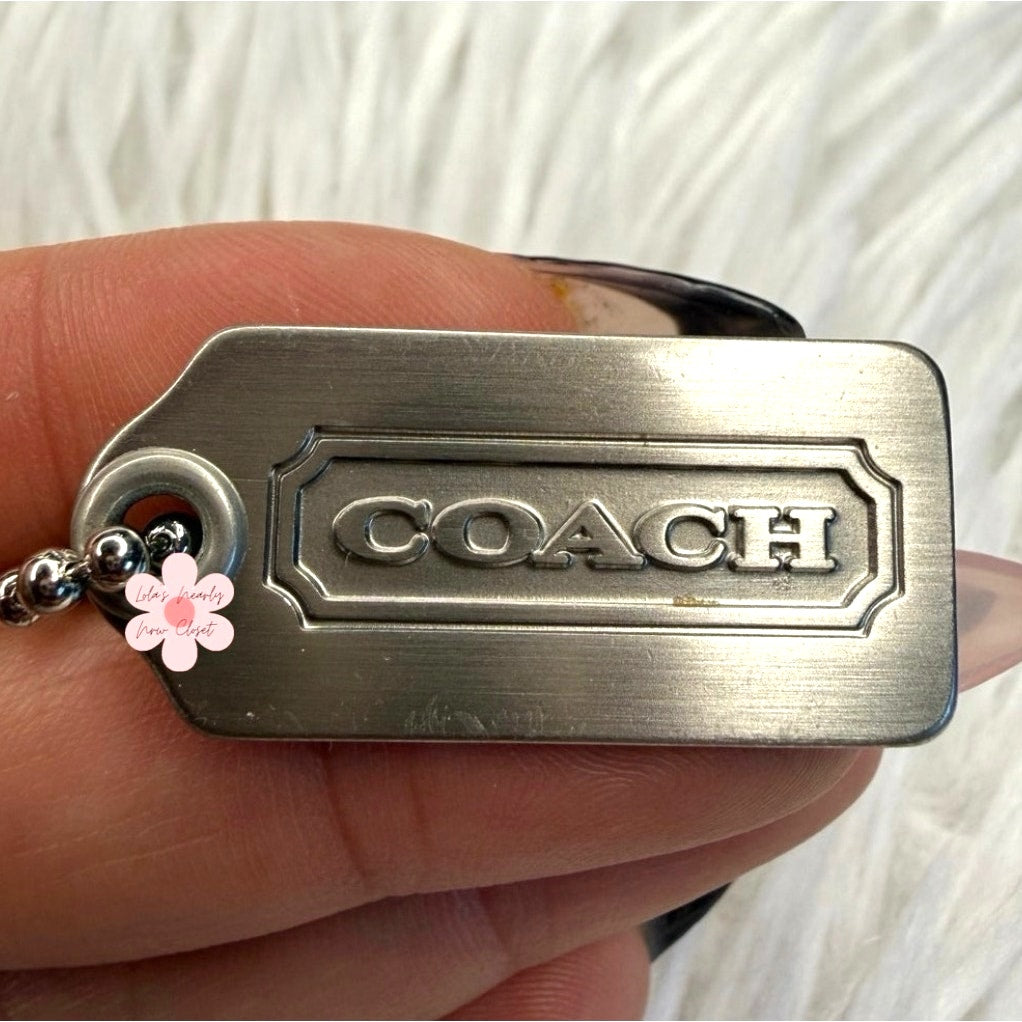 1" y2k COACH Metal Silver  Fob Bag Charm Hang tag Hangtag