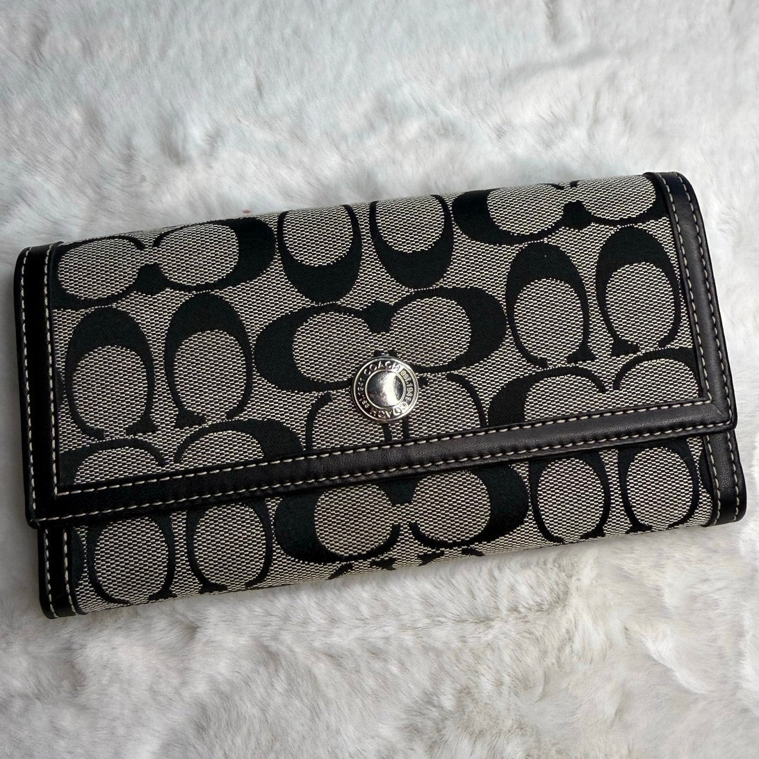 COACH Black Signature Canvas Wallet