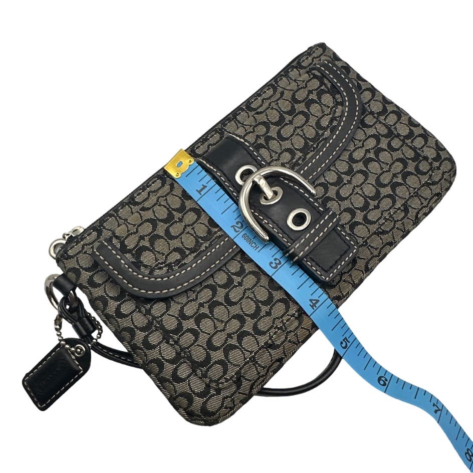 COACH Black and Gray Signature Canvas Wristlet