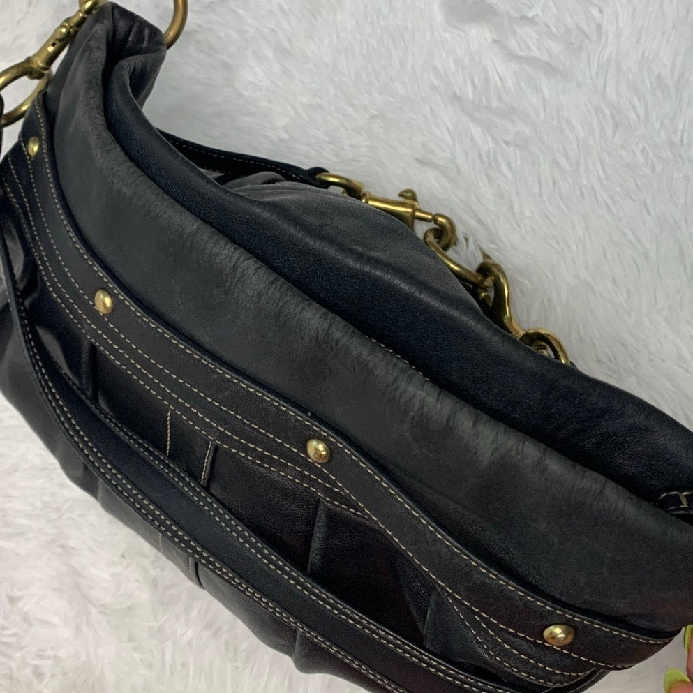 Vintage Coach y2k Hamptons Pleated Leather Hobo Shoulder Bag