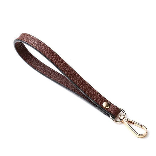 Brown and Gold Wrist Strap Purse Bag Strap 20CM PU Leather Handles