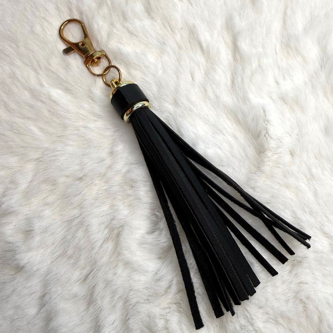 NEW Black Tassel Bag Charm Tassels Keychains Purse Fashion Charm