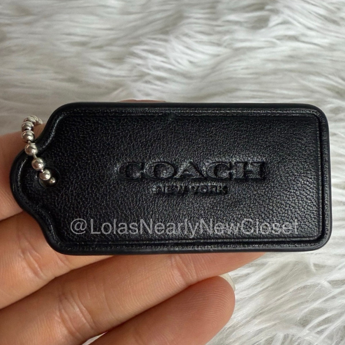 2" COACH Black Fob Bag Charm Hang tag Hangtag