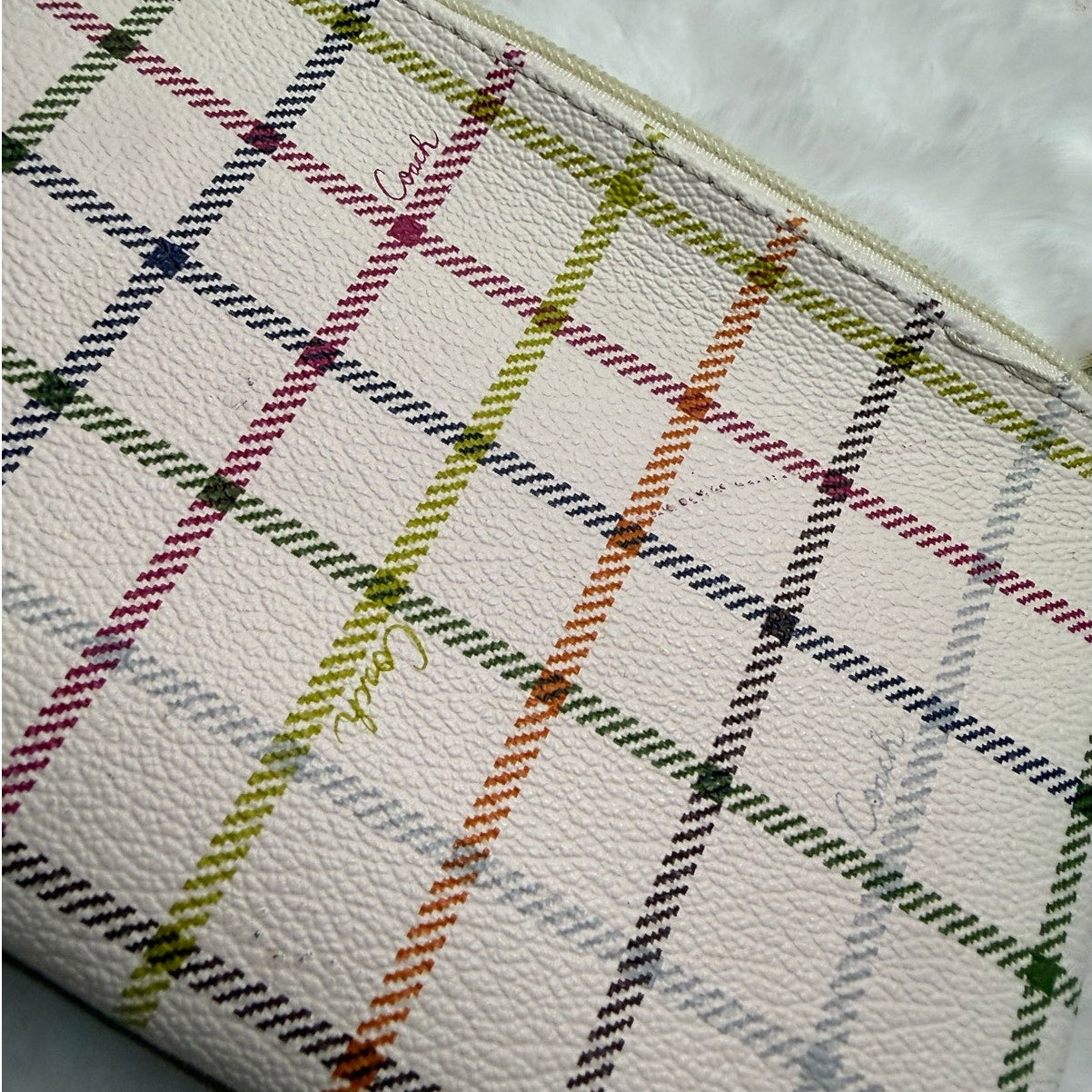 Coach Peyton Tattersall Plaid Wristlet
