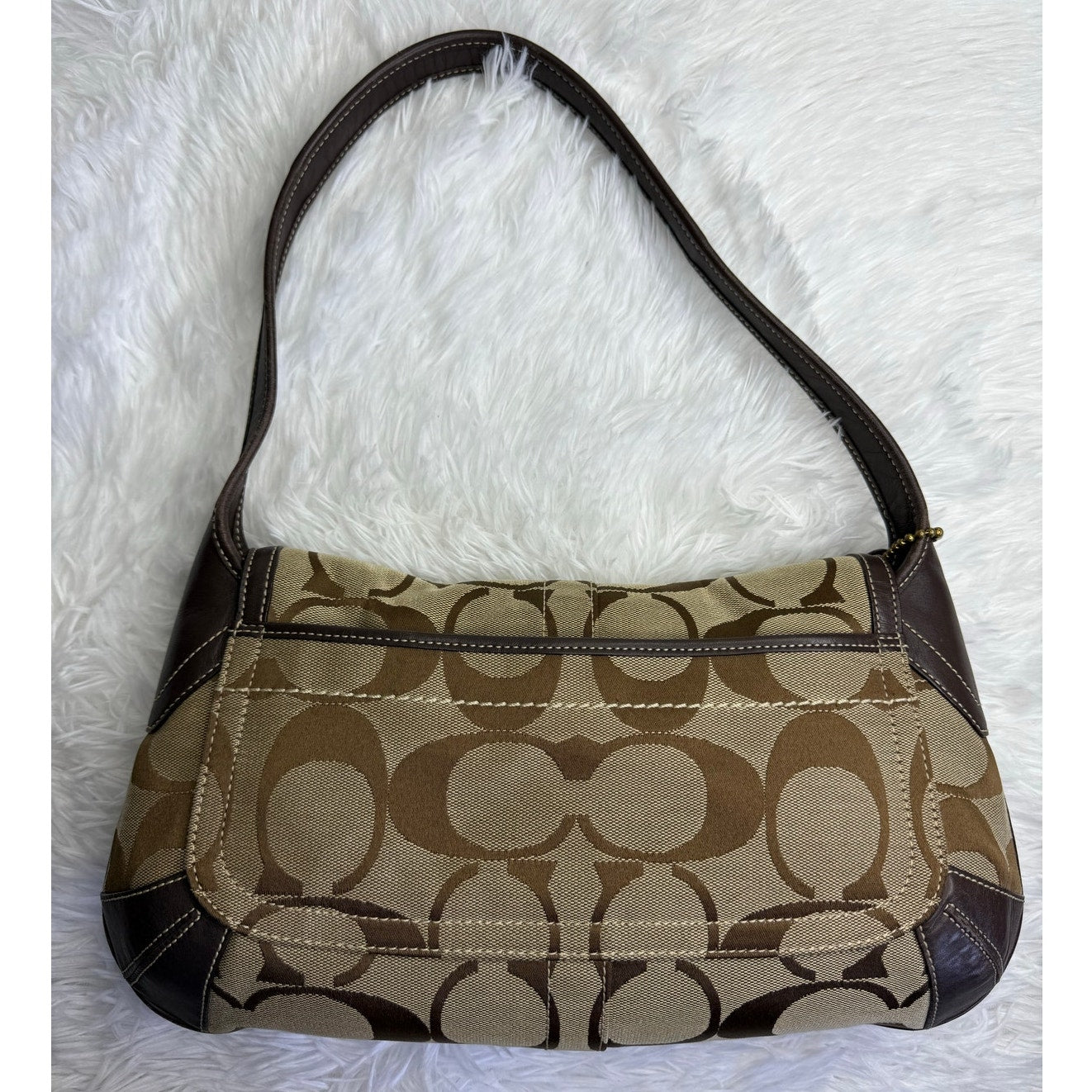 Vintage COACH y2k Brown Signature Canvas Jacquard Ergo Shoulder Bag