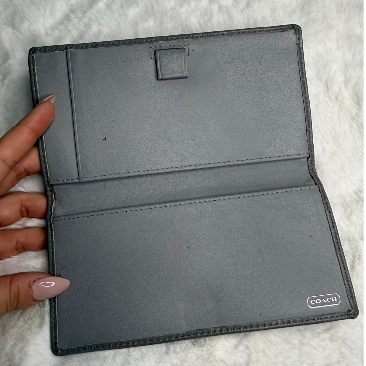 COACH Gray Checkbook