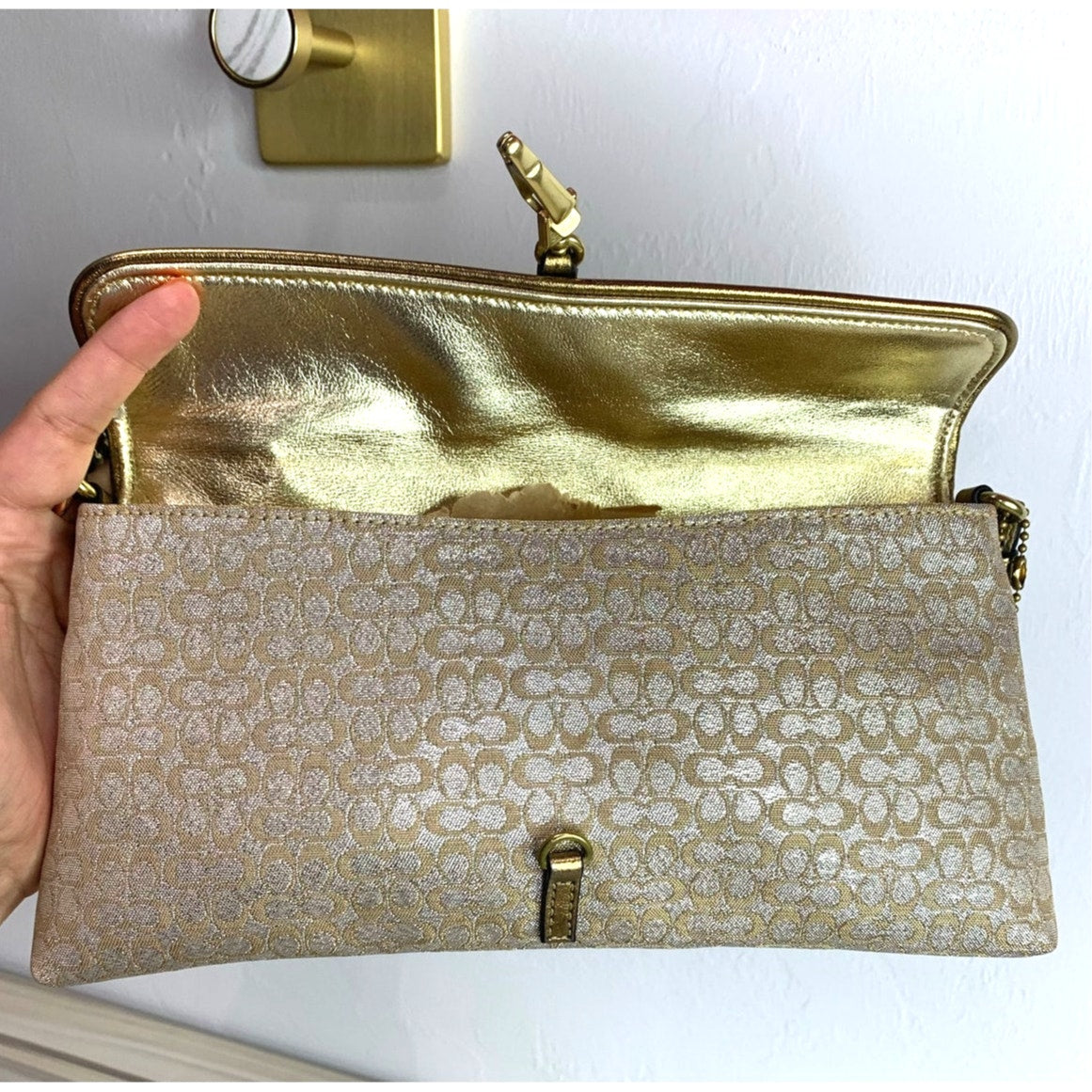 y2k Vintage COACH Signature Gold Demi 2003 Mini Purse