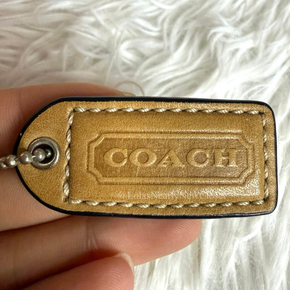 1.5" y2k COACH Tan Fob Bag Charm Hang tag Hangtag