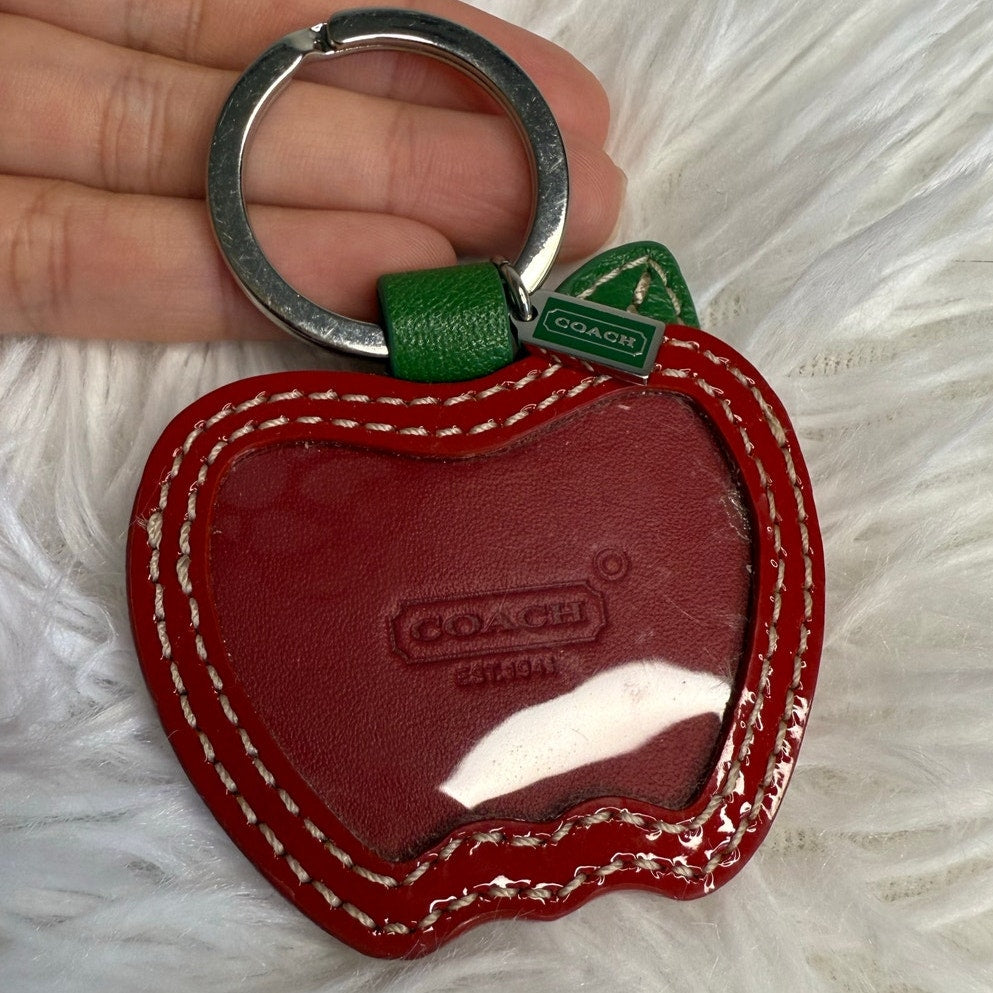 Vintage COACH y2k Apple Patent Leather Photo Frame Bag Charm Key Fob