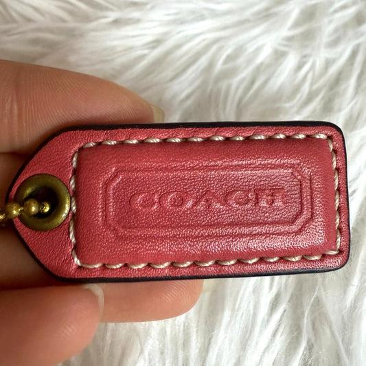 y2k 2" COACH Hot Pink Vintage  Fob Bag Charm Hang tag Hangtag