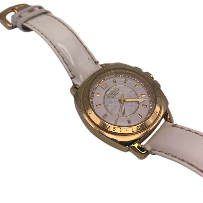 COACH Boyfriend Gold-tone Patent Leather Ladies Wristlet Watch