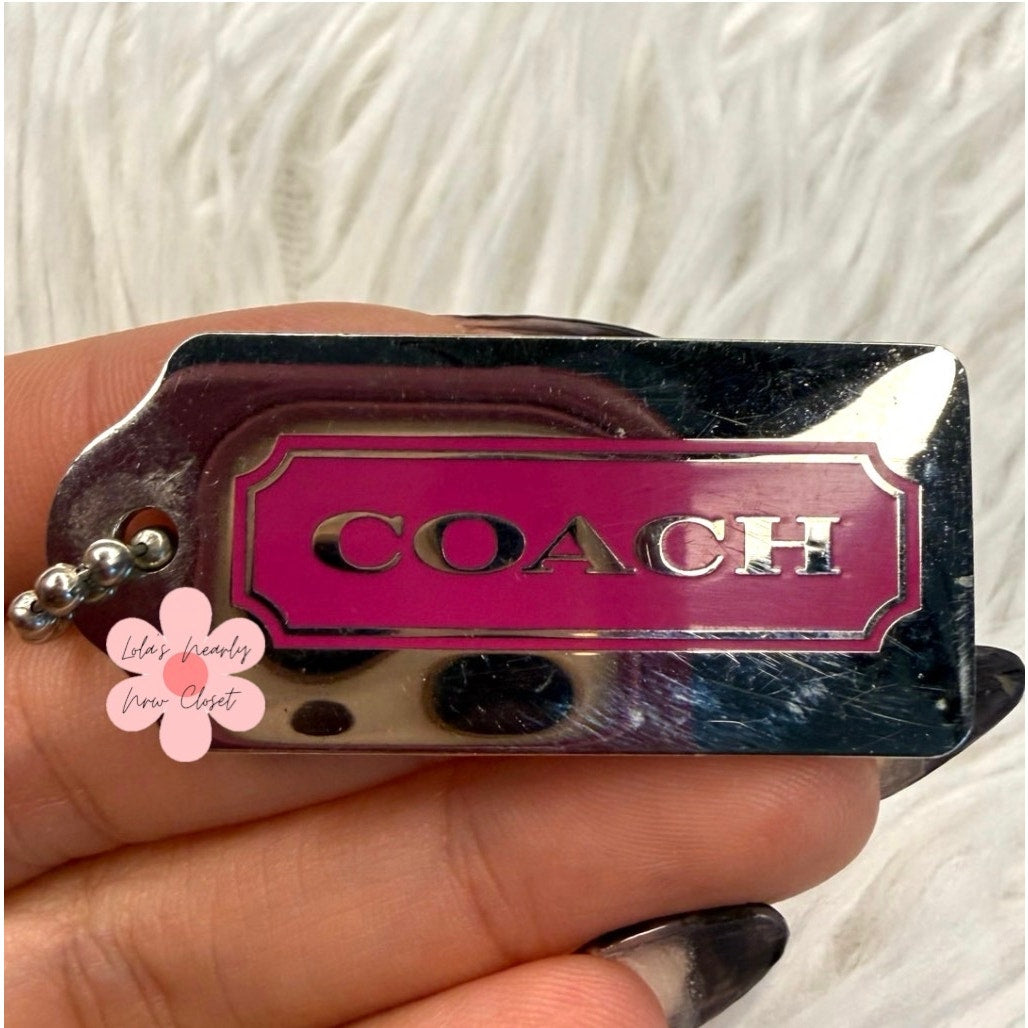 1.5" COACH Metal Pink Fob Bag Charm Hang tag Hangtag