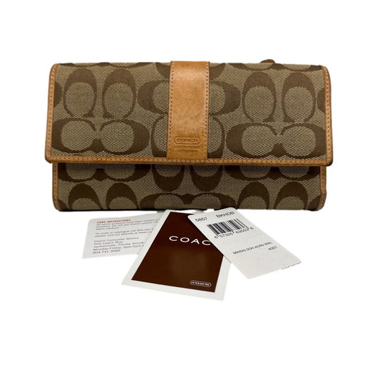 COACH Tan and Brown Signature Canvas Wallet and Checkbook