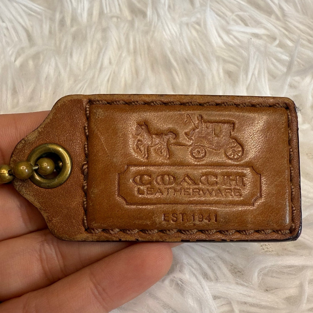 2.5" COACH Leatherware 1941 Brown Fob Bag Charm Hang tag Hangtag
