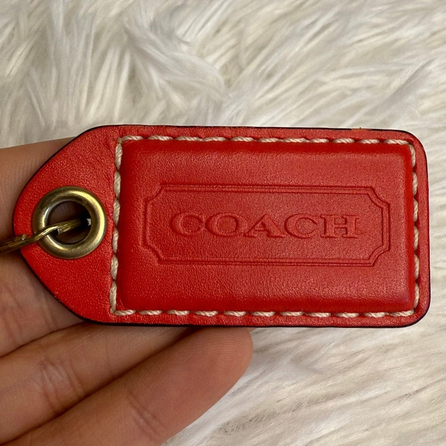 2.5" COACH y2k Red Fob Bag Charm Hang tag Hangtag
