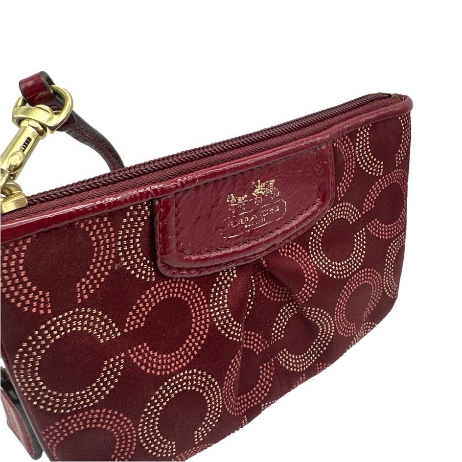 COACH Burgundy / red Signature Canvas Wristlet