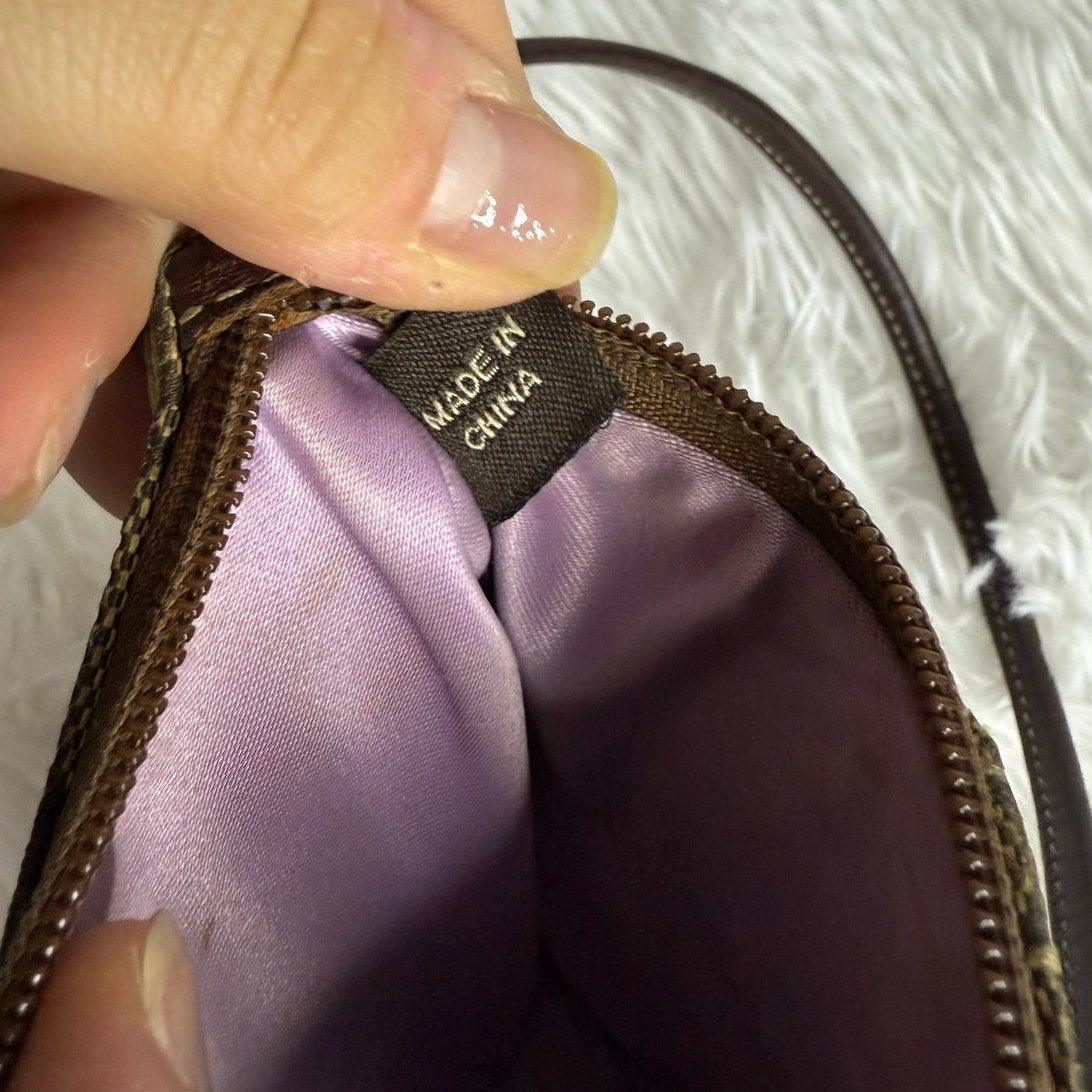 y2k COACH Brown Signature Canvas Wristlet