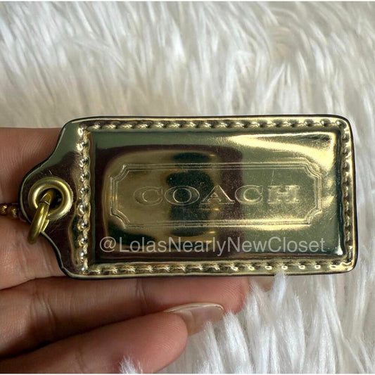 2" COACH Gold Yellow Fob Bag Charm Hang tag Hangtag