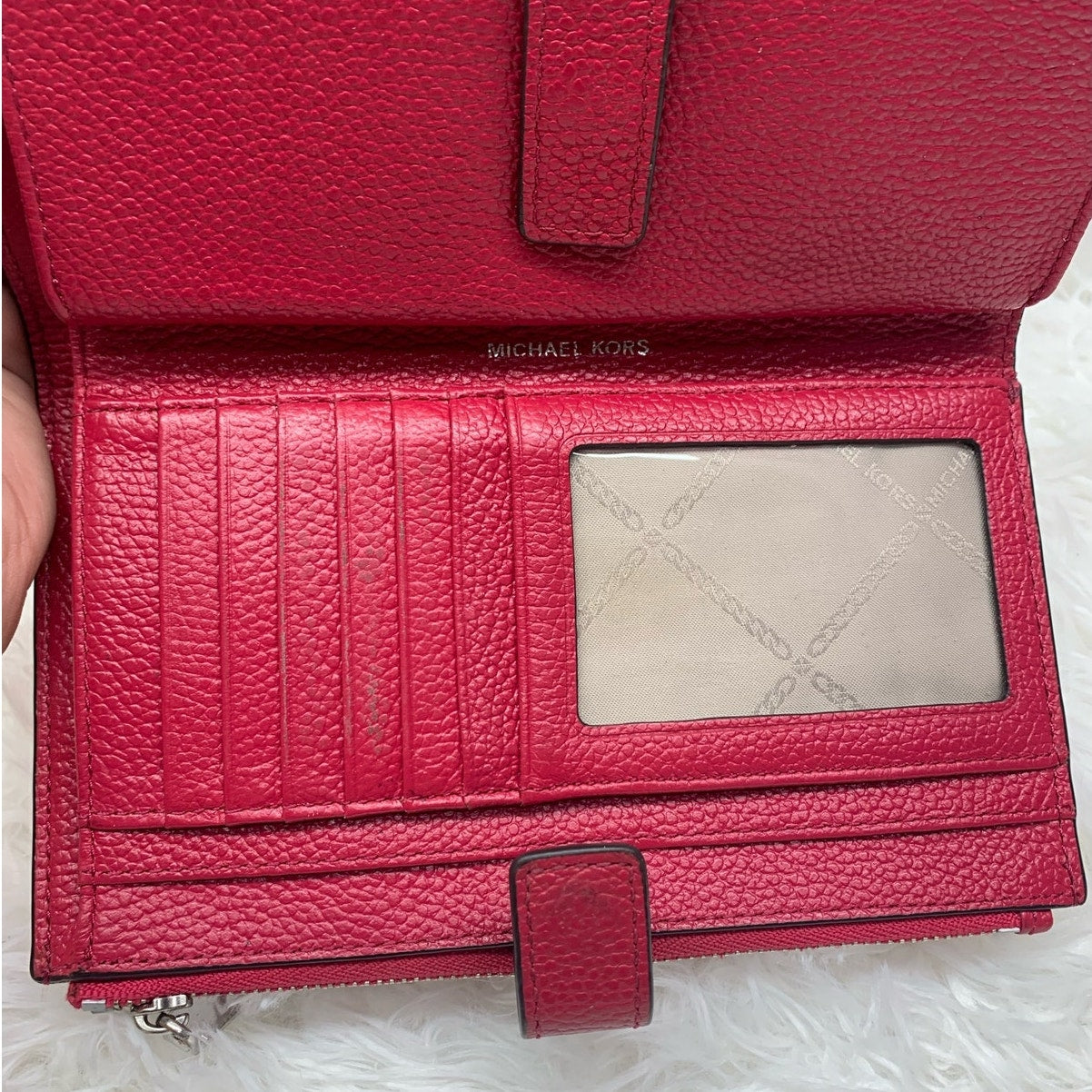 Michael Kors Red Double Pocket Phone Holder Wallet