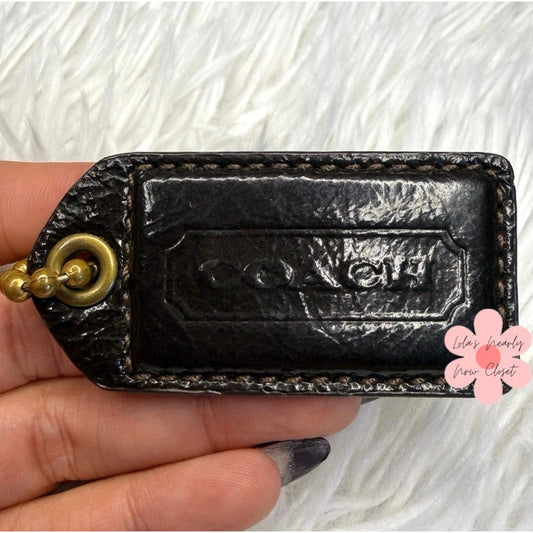 2" y2k COACH Vintage Brown Fob Bag Charm Hang tag Hangtag