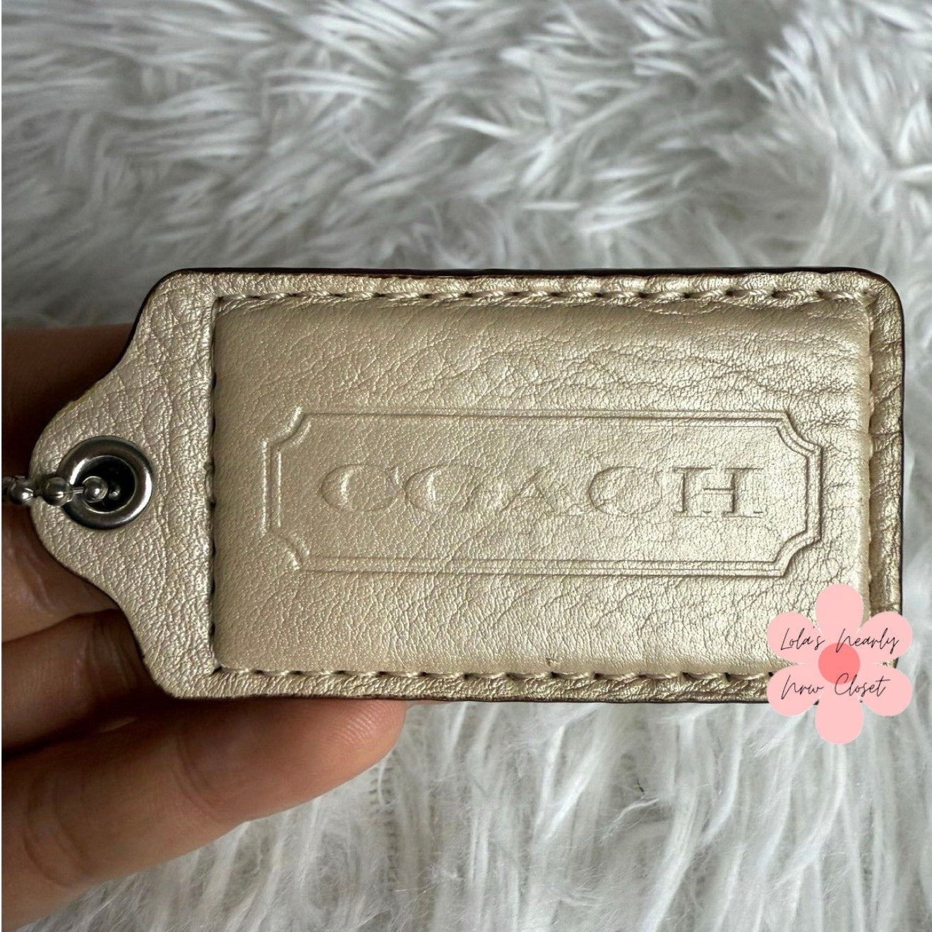 2.5" Coach Champagne Fob Bag Charm Hang tag Hangtag