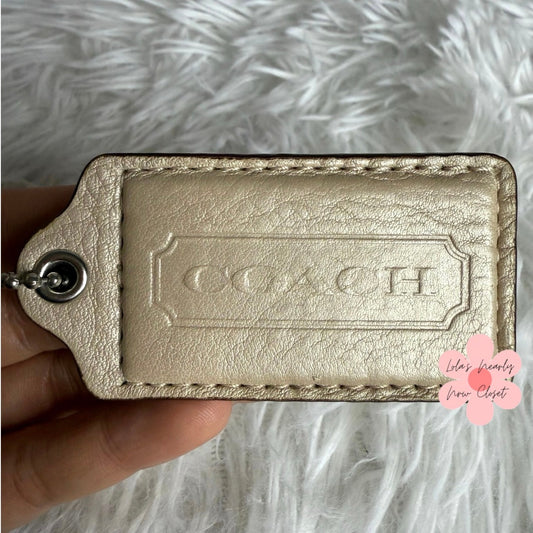 2.5" Coach Champagne Fob Bag Charm Hang tag Hangtag