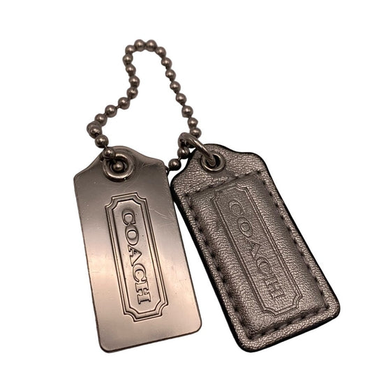 COACH Gray Metallic Metal Replacement Hang Tag Bag Charm