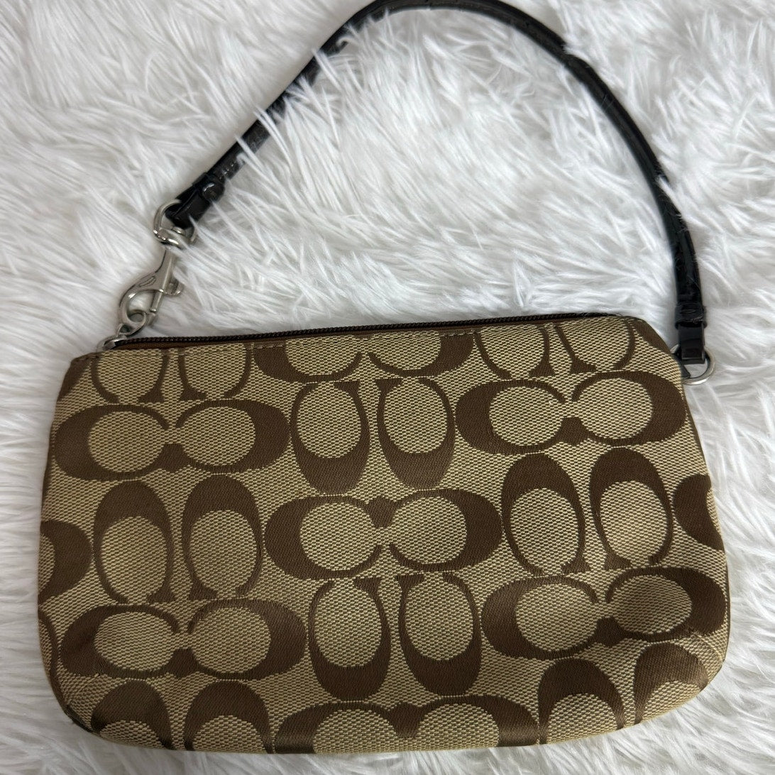 COACH Brown Signature Canvas Wristlet