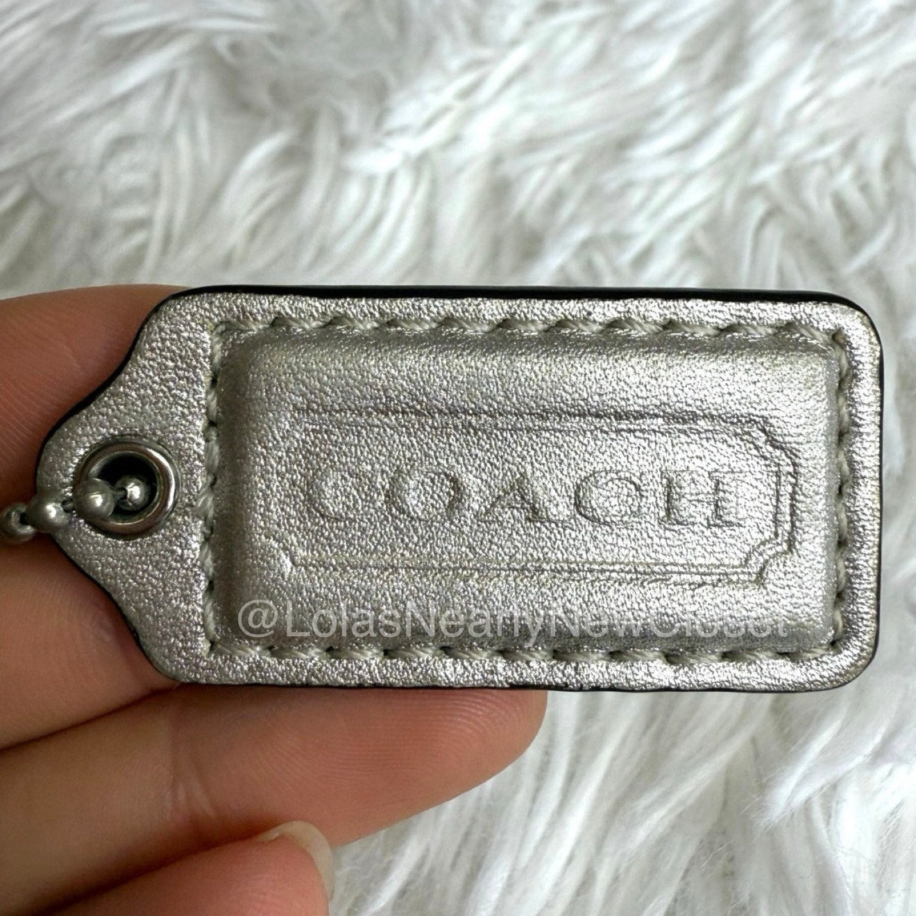 1.5" COACH Silver Fob Bag Charm Hang tag Hangtag