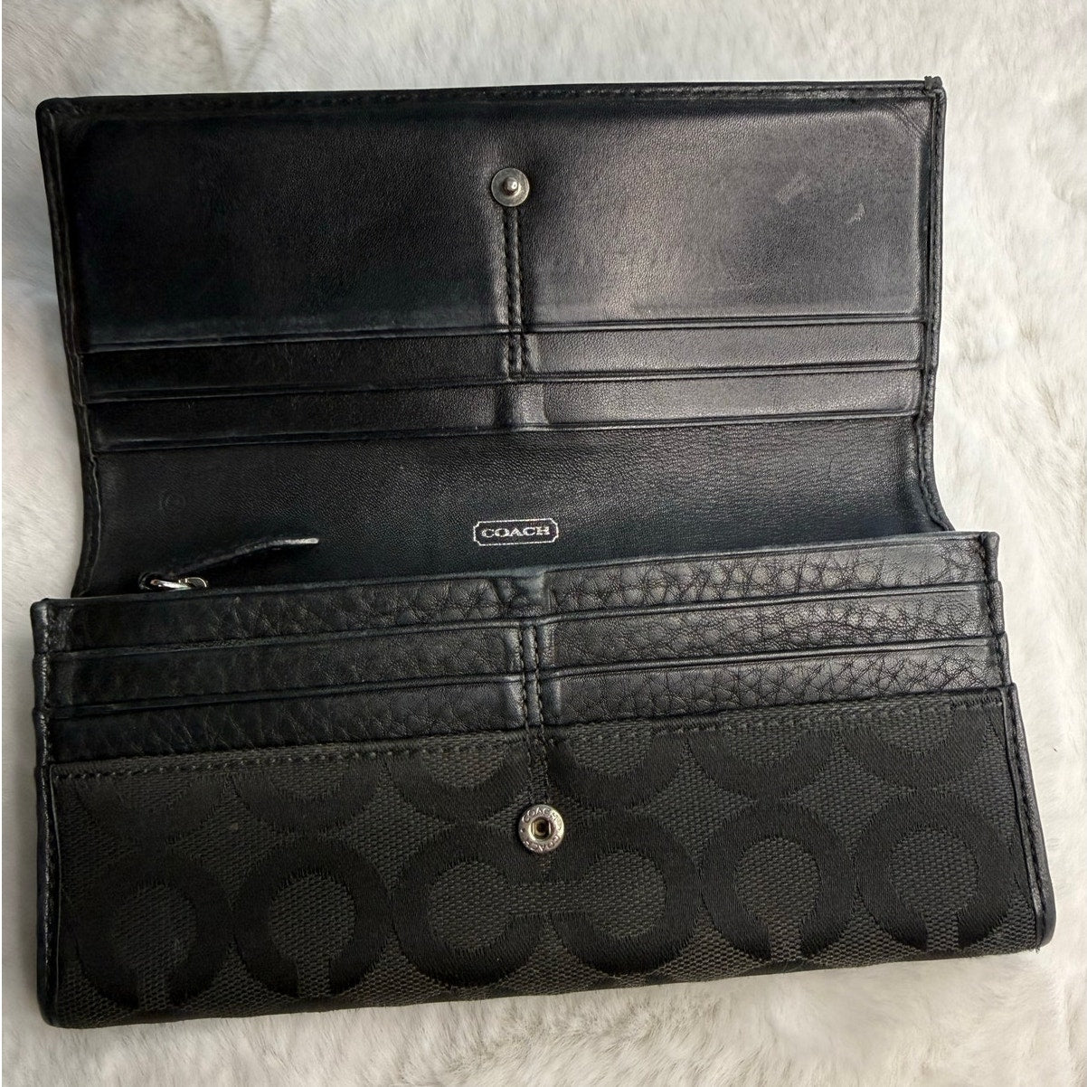 COACH Black Signature Canvas Wallet