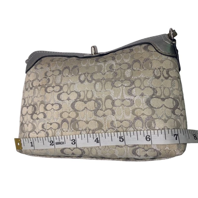 COACH y2k Silver Signature Canvas Mini Purse / Wristlet