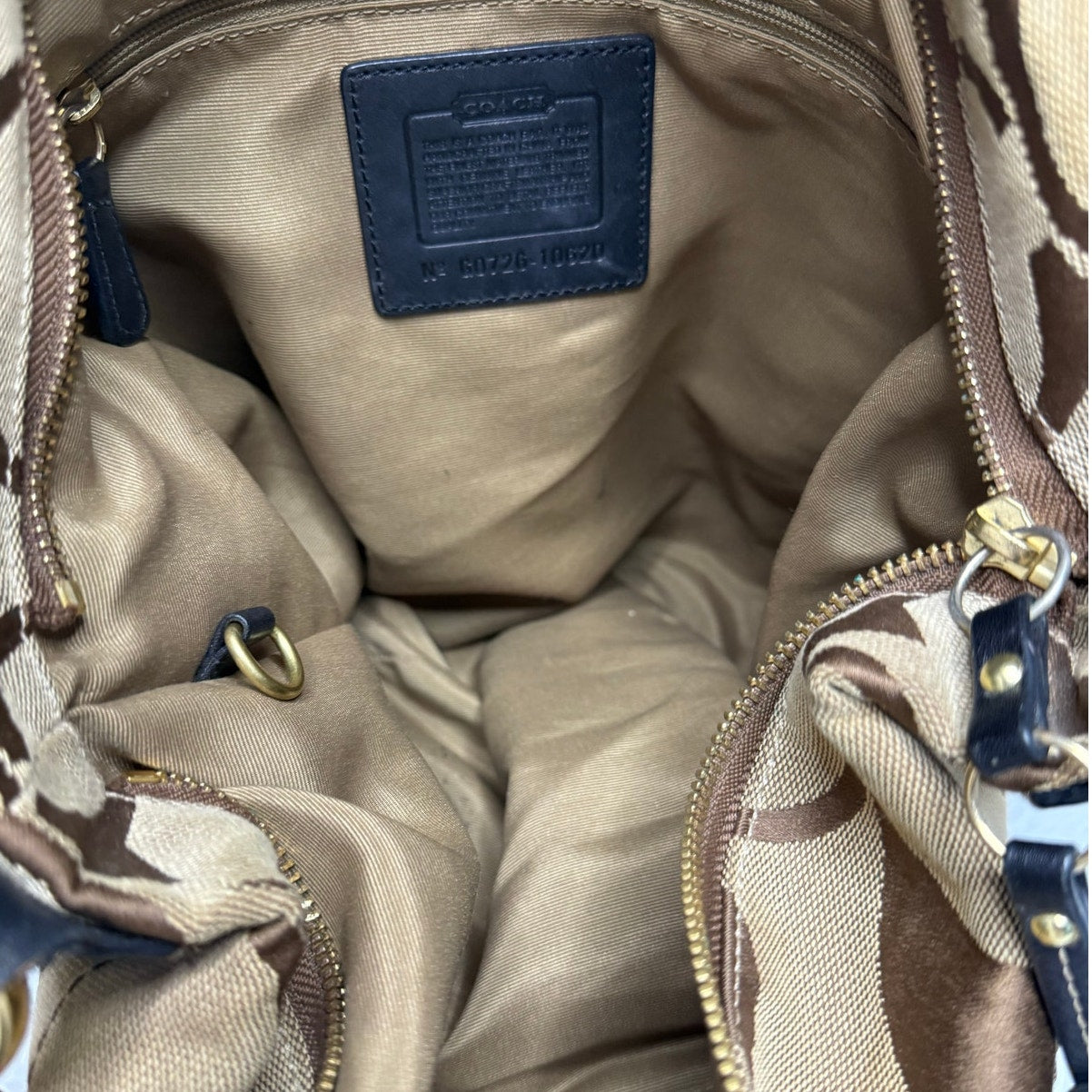 y2k COACH Black Brown Carly Large Hobo Signature Shoulder Bag Purse